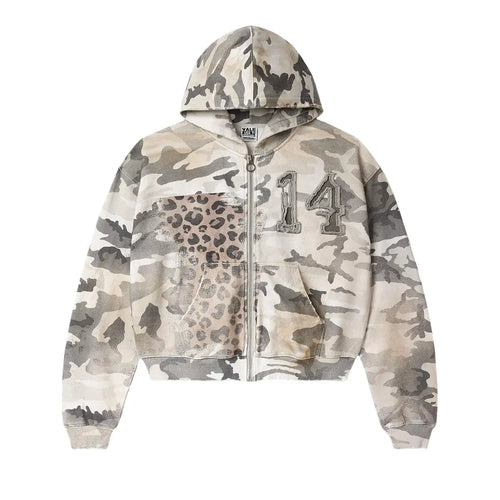 Forever Winter Camo Zip-Up Long-Sleeve Tee Off-White