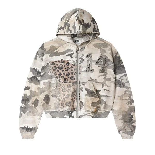 Forever Winter Camo Zip-Up Long-Sleeve Tee Off-White