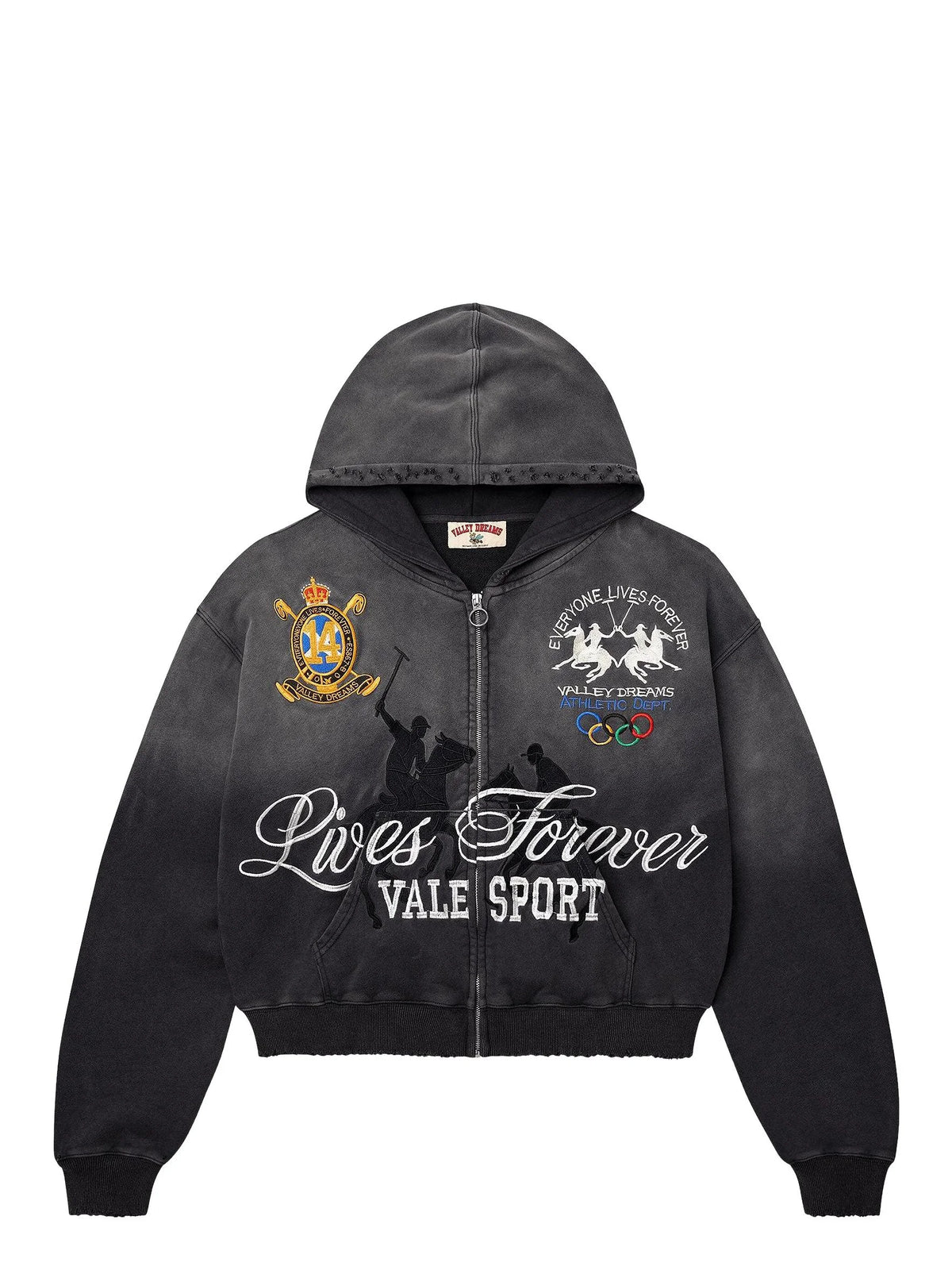 Vale Forever Blackrock Zip Up Hoodie Black