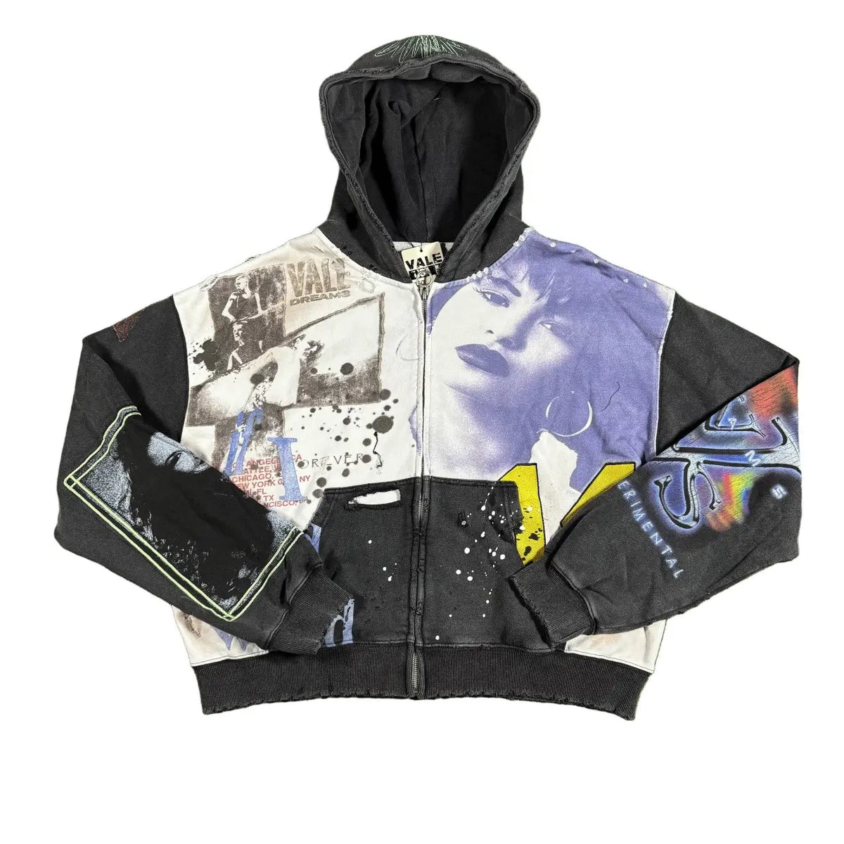 Vale Collage Art Zip Hoodie Black Multi