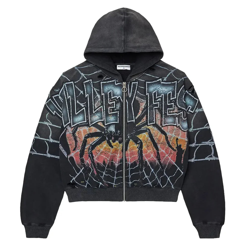Vale Widow Graphic Zip Hoodie Black