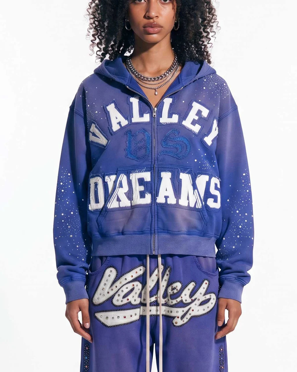 Valley Dreams Classico Zip Up Hoodie Sapphire Blue - detalle 3