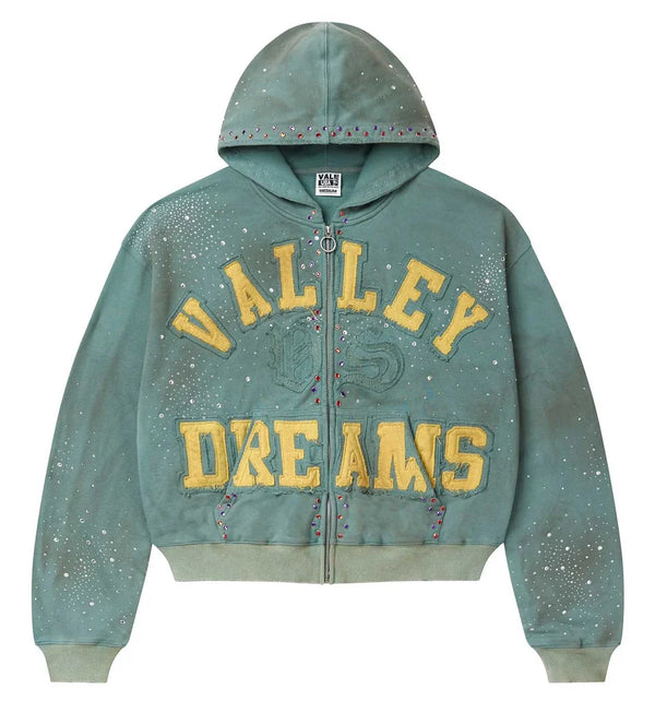 Valley Dreams Bank Zip Up Hoodie Green - frente