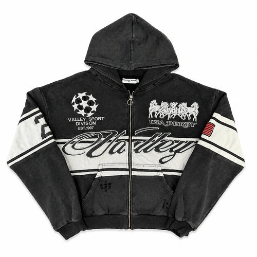 Life Is Forever Valley Sport Hoodie Cierre Negro