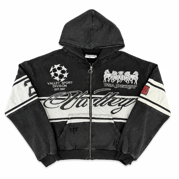 Life Is Forever Valley Sport Hoodie Cierre Negro