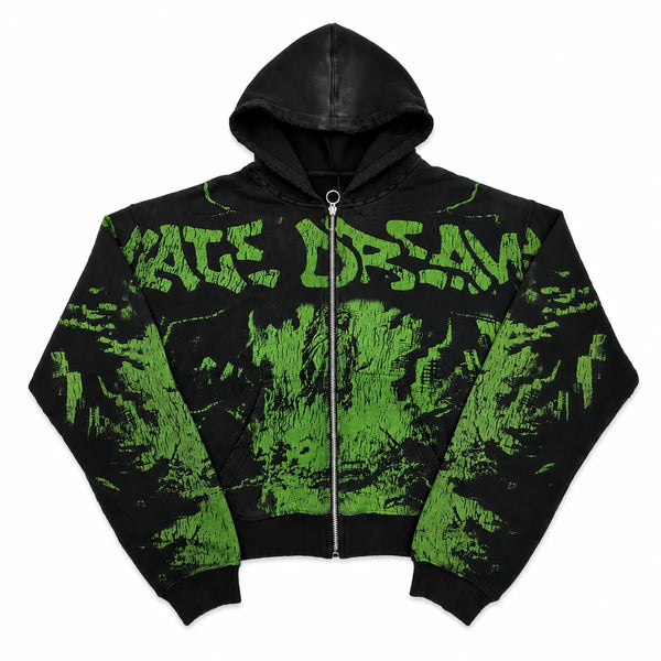 Nightmare Hoodie Cierre Negro/Verde