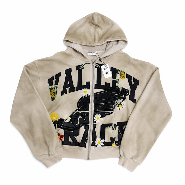Valley Racer Hoodie Cierre Beige
