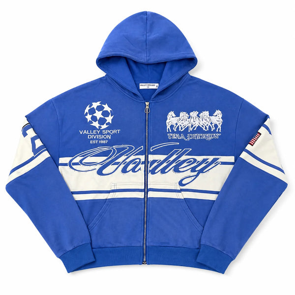Life Is Forever Valley Sport Hoodie Cierre Azul
