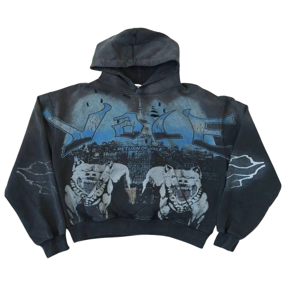 Vale Return Graphic Hoodie Black Blue