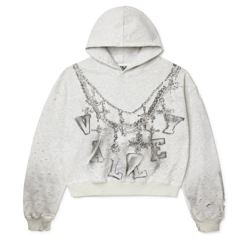 Distressed Chain Hoodie Heather Grey